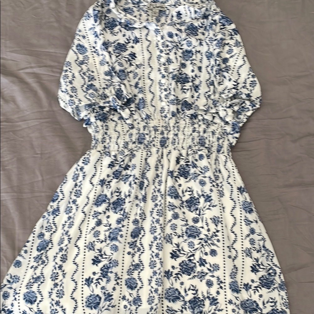 Floral Blue and White Dress